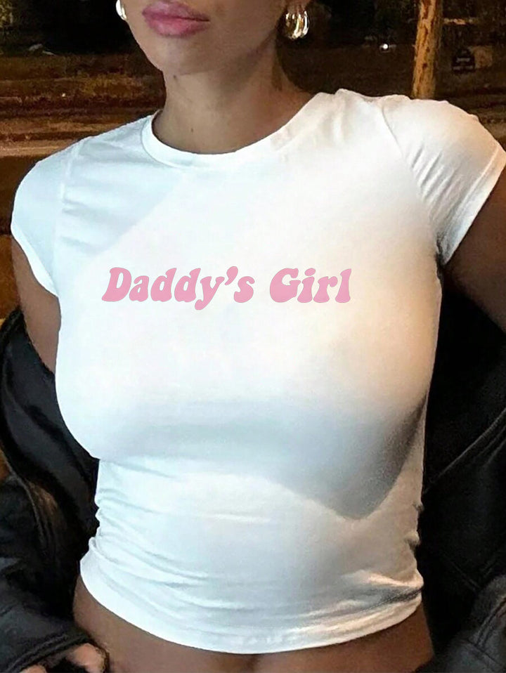 Dame figursyet kortærmet T-shirt med legesygt tryk Skovae