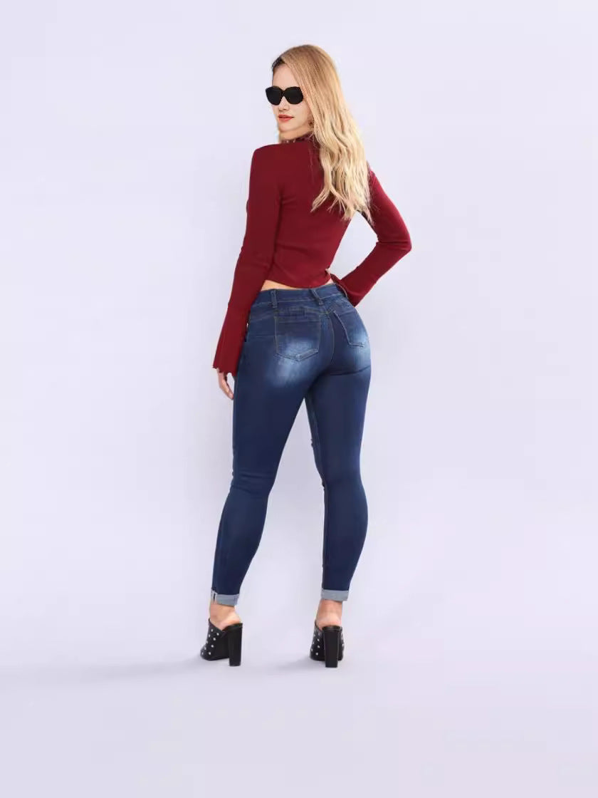 Dame Ripped Skinny Jeans med modige accenter og kropsnær pasform Stilla