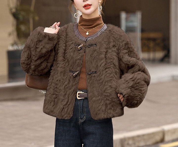 Kvinderne hyggelige fleecejakke med fashionable knapdetaljer Stilla