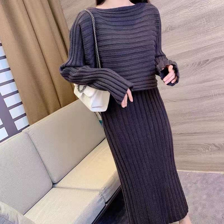 Femme Off-Shoulder Strik Lounge Sæt Stilla
