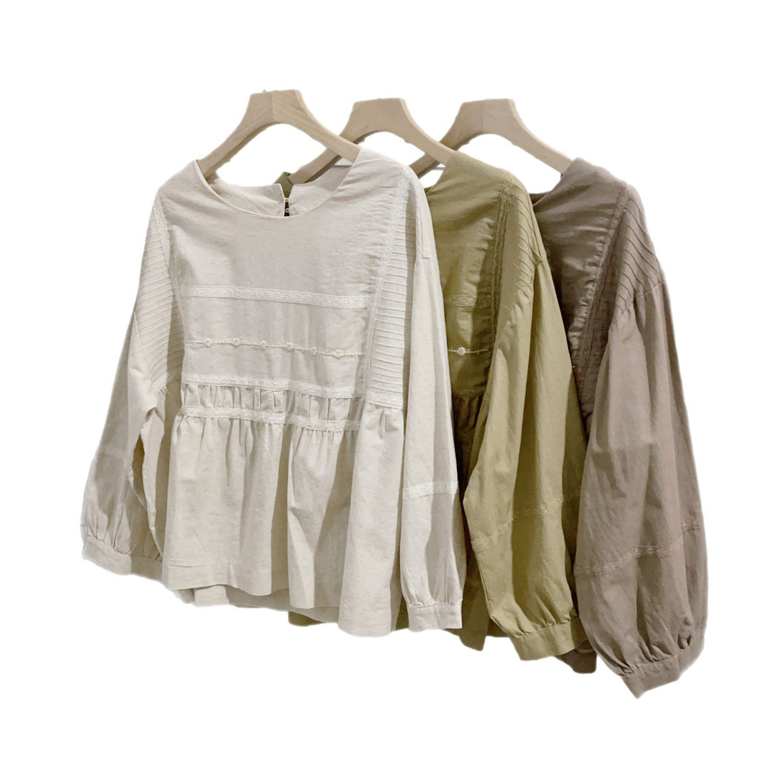 Femme Tekstureret Peplum-Bluse med delikate Rynkedetaljer Stilla