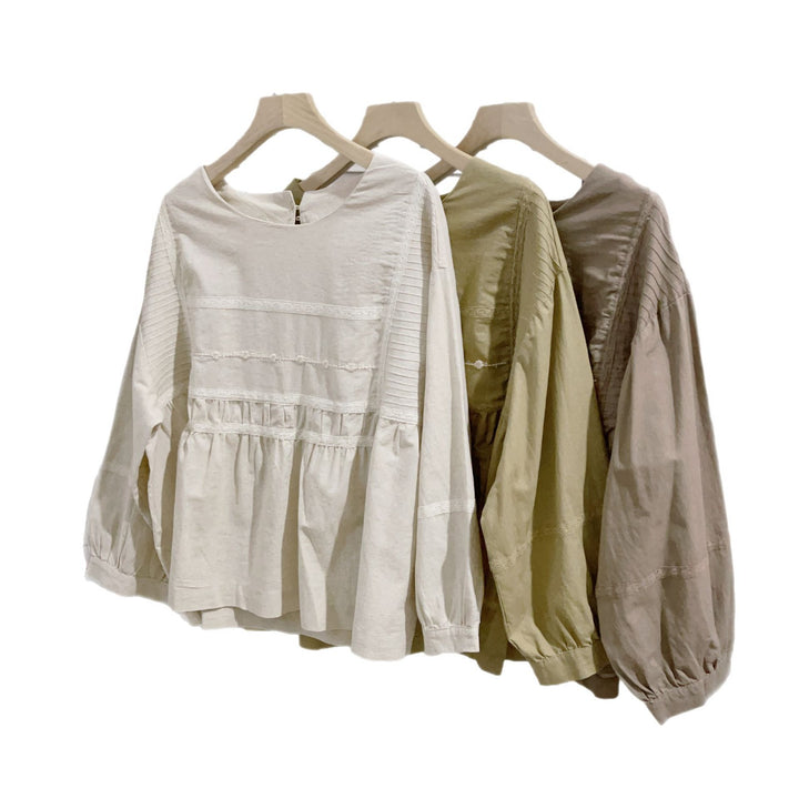 Femme Tekstureret Peplum-Bluse med delikate Rynkedetaljer Stilla