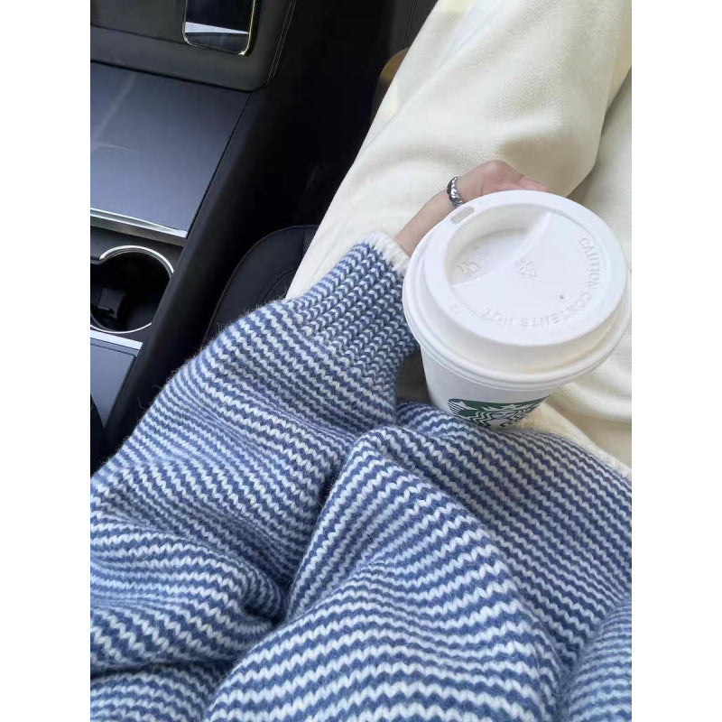 Kvinder casual strik sweater med bølgemønster og turtleneck Stilla