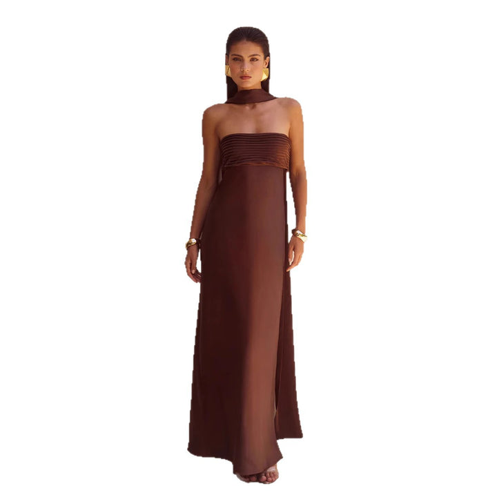 Kvinder Elegant Maxi Kjole med Off-Shoulder Design og Slank Top