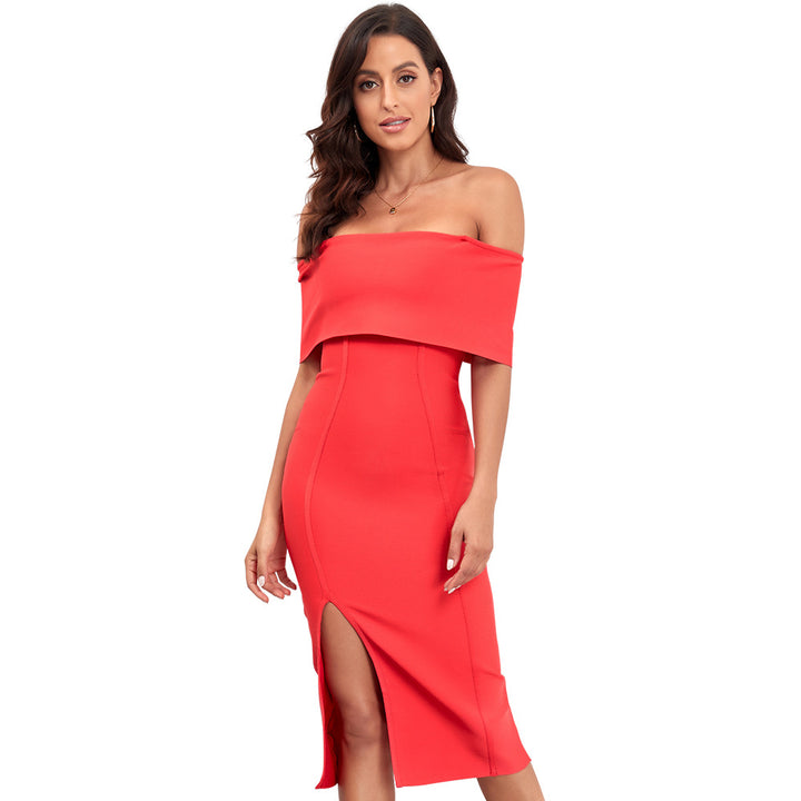 Dame Off-Shoulder Kjole med elegant slidsdesign Stilla