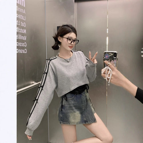 Kvinders afslappede cropped sweatshirt med sidelinning Stilla