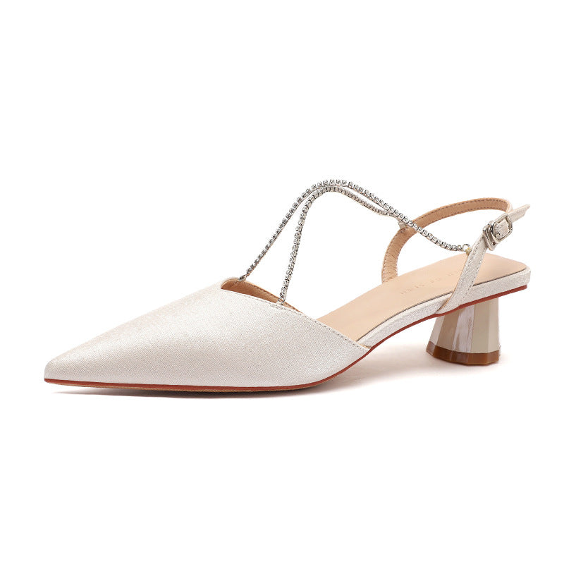 Kvinder Spids-Tå Slingback Hæle med Strassrem Stilla