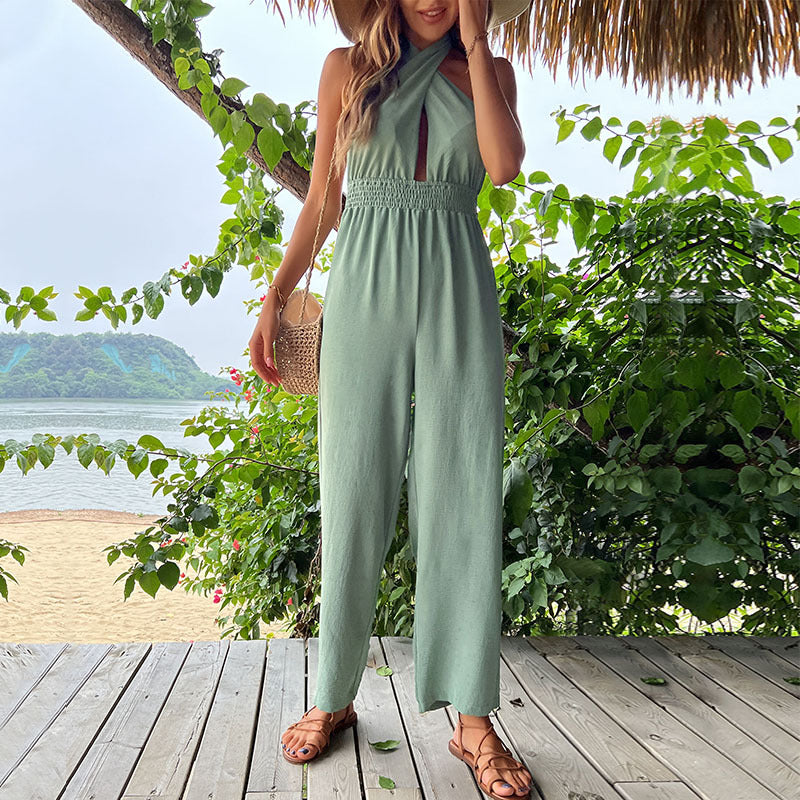 Dame Halterneck Bredbenet Overall Stilla
