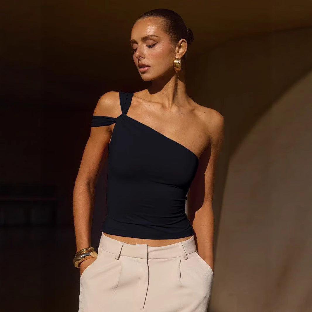 Dame asymmetrisk En-skulder-top Stilla