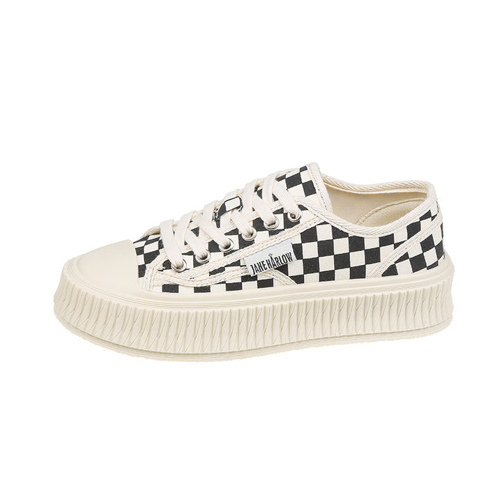 Dame Sneakers med ternet design lavet af bomuld og tyk profil sål Stilla
