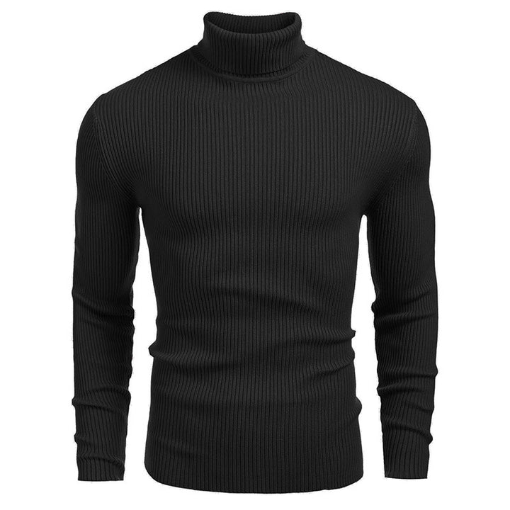 Herrer finstrikket pullover med høj krave og ribstruktur Stilla