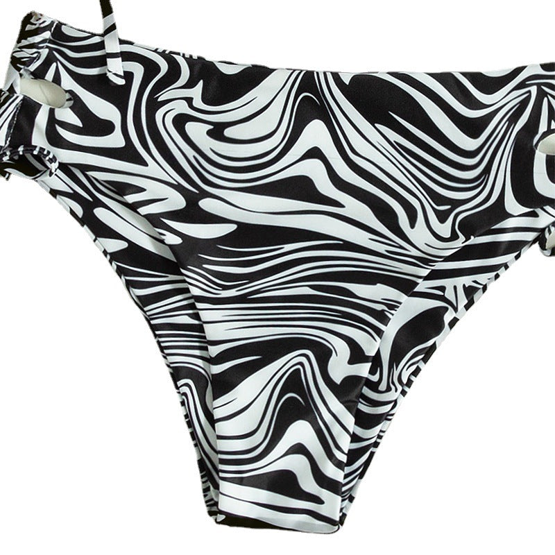 Dame Bikini-sæt med trendy bølkemønster og justerbare stropper Stilla