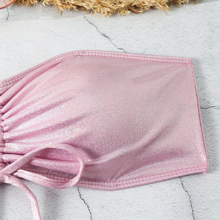 Dame Bandeau-Bikini Sæt med Rynkning og sexy Cut-Out Stilla