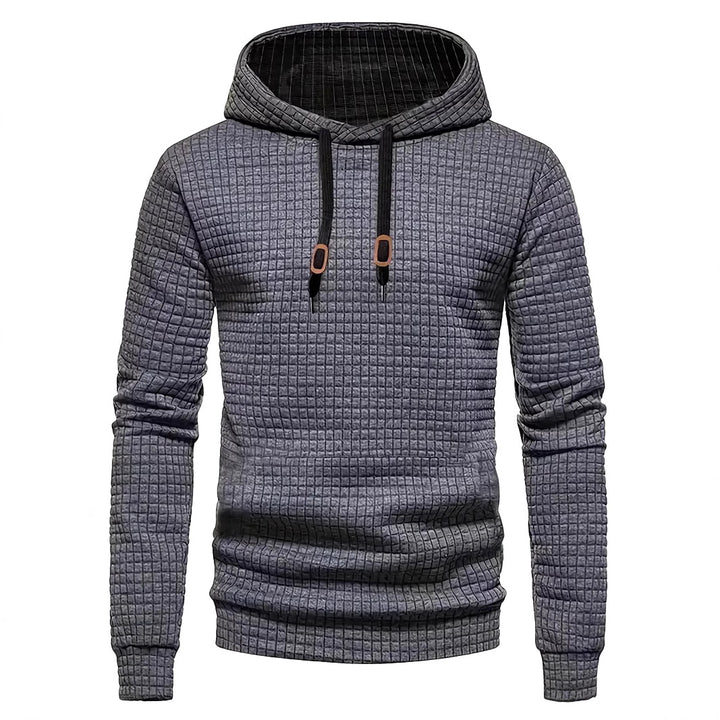 Herre nan quiltet hoodie med rektangulær quiltning, snøring og ribstrikkede manchetter Skovae