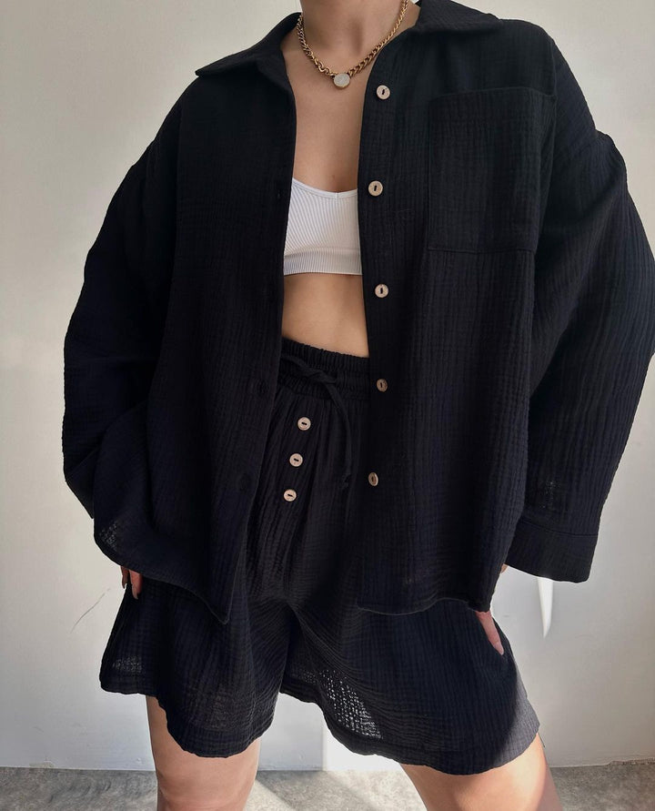 Dame leger oversized skjorte kjole sæt Stilla