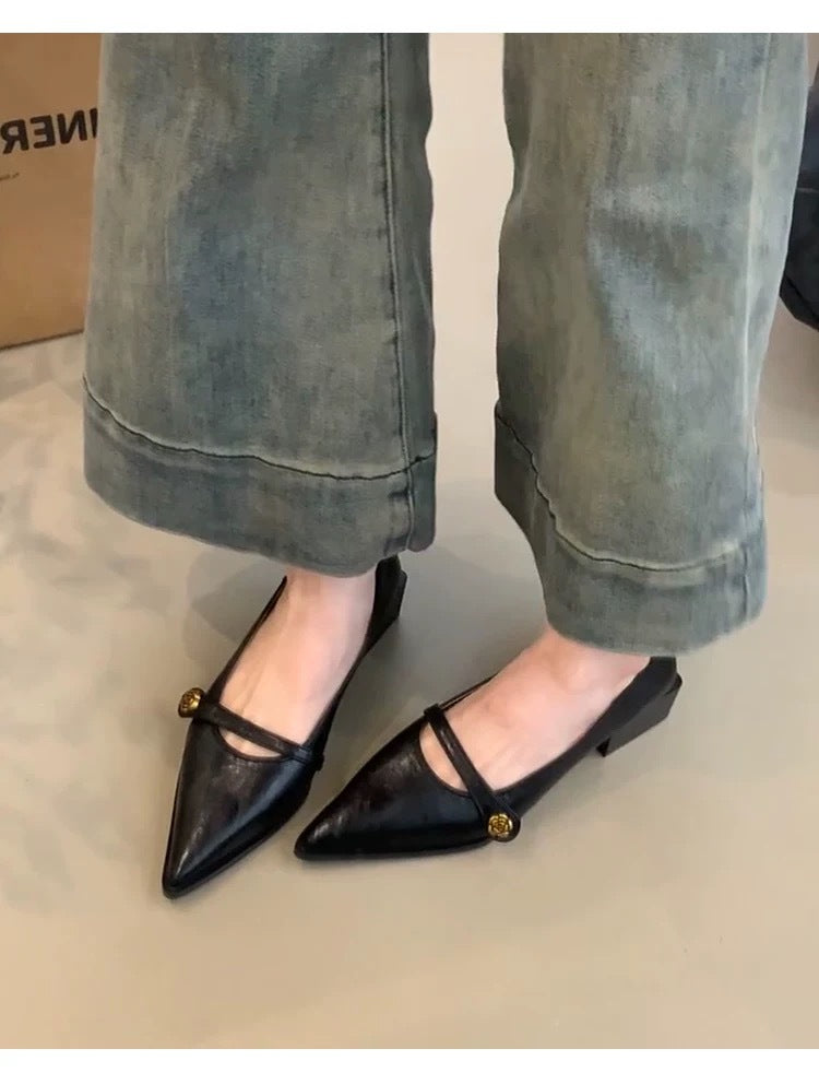 Dame spids Slingback-Ballerinas med fashionable rem og elegant detalje Stilla