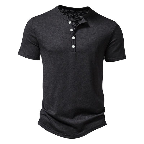 Herrer Kortærmet Henley T-shirt med åndbart design og praktiske knapper Stilla