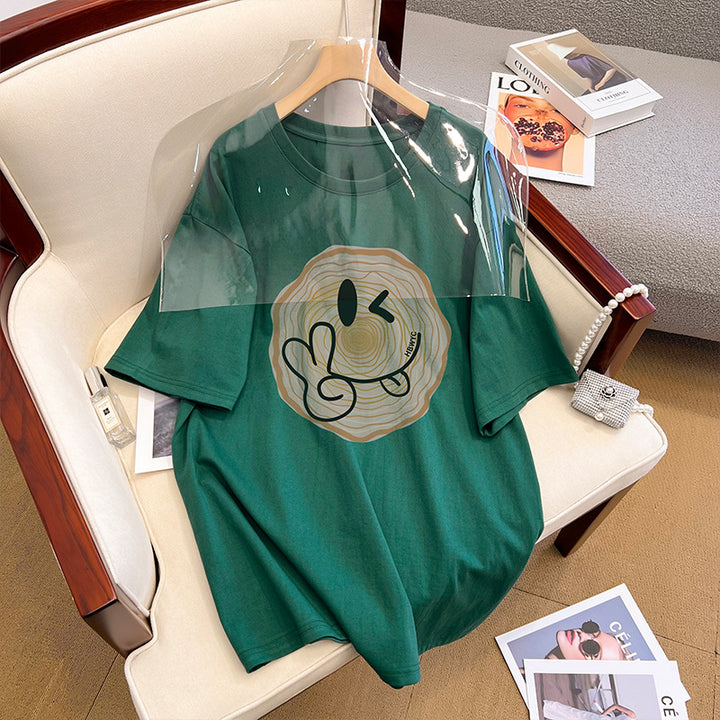 Dame T-shirt med kreativ grafikdesign og løs pasform Stilla