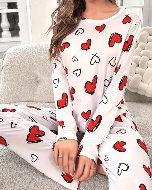 Dame pyjamasæt med hjerte motiv Stilla