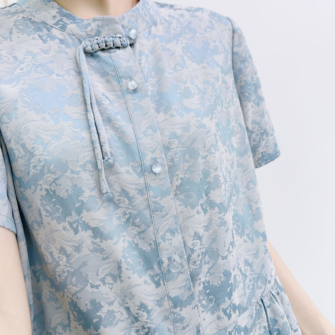 Dame Elegant Kortærmet Bluse med Blomsterprint og Fashionable Snit Stilla