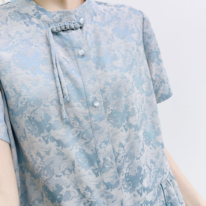 Dame Elegant Kortærmet Bluse med Blomsterprint og Fashionable Snit Stilla
