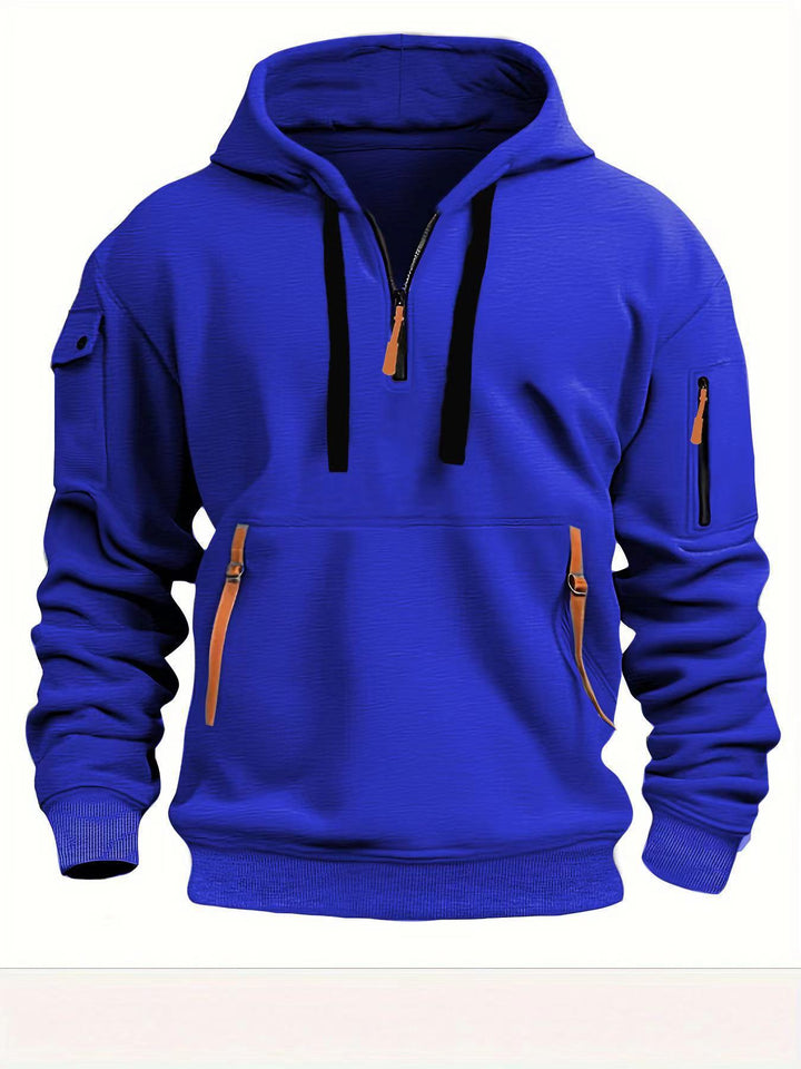 Herre hoodie med praktiske lynlåslommer Skovae