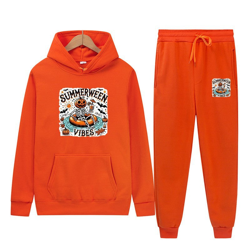 Kvinders hoodie og joggingbukser sæt med festligt Halloween motiv Skovae