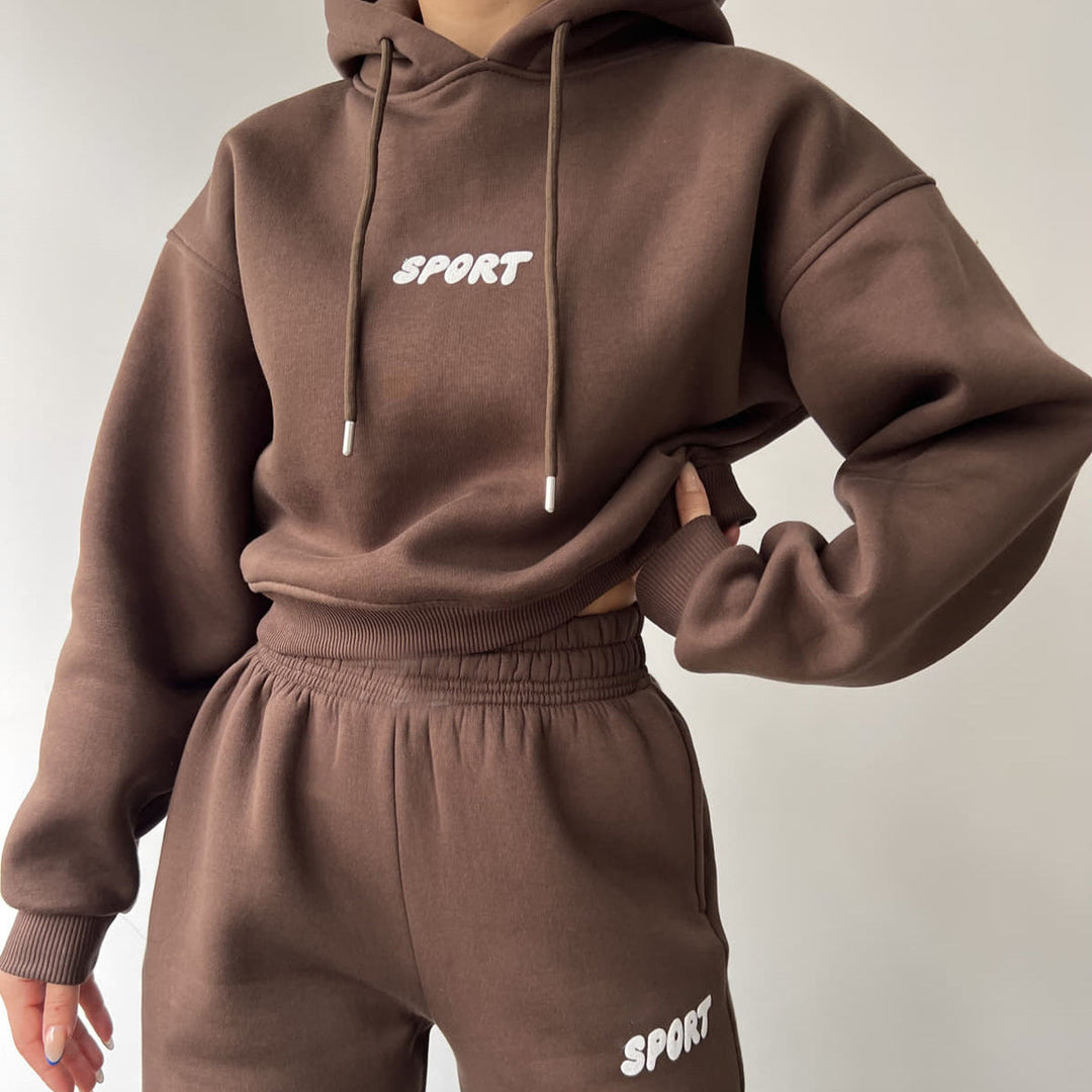 Stilla | Trendy Hættetrøje Print Sports To-delt Sæt