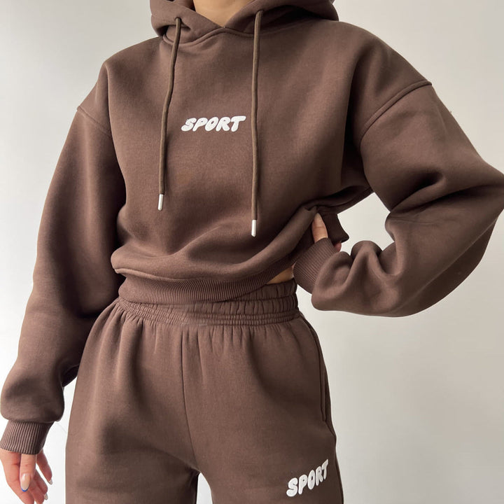 Stilla | Trendy Hættetrøje Print Sports To-delt Sæt