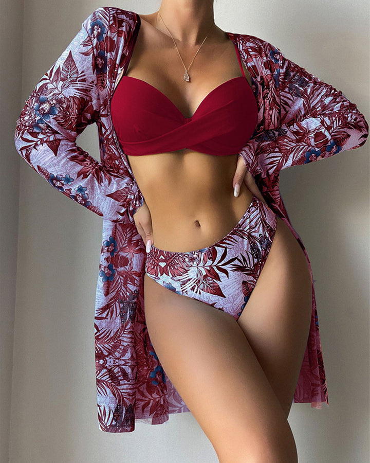 Femme Stilfuld Trykt Bikini- og Cover-Up-Sæt Stilla
