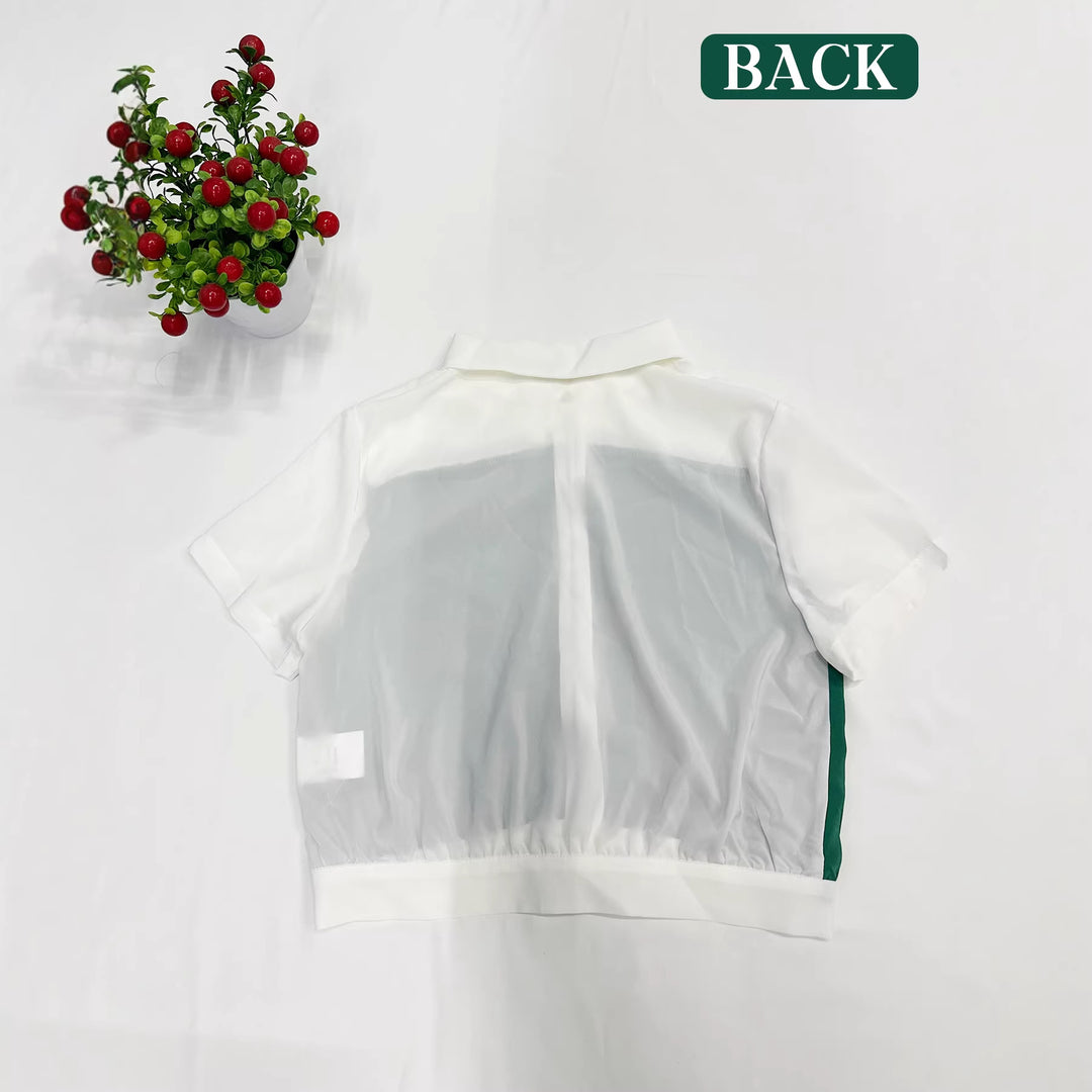 Dame Cropped Skjorte med elegant farveblokdesign Skovae