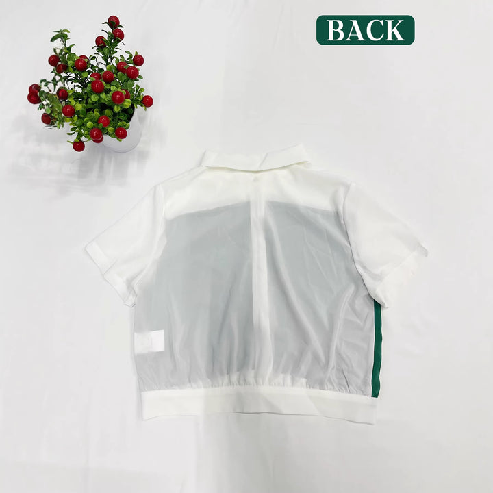 Dame Cropped Skjorte med elegant farveblokdesign Skovae