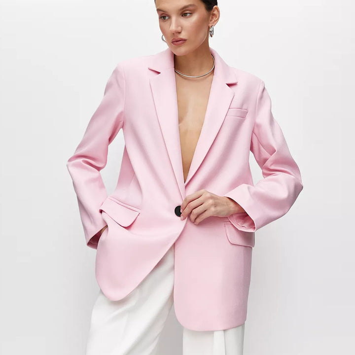 Dame elegant Oversized Blazer med fin tekstur og minimalistisk knapliste Stilla