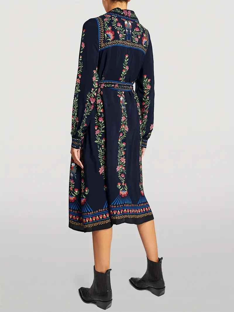 Dame skjortekjole med kunstneriske broderier Stilla