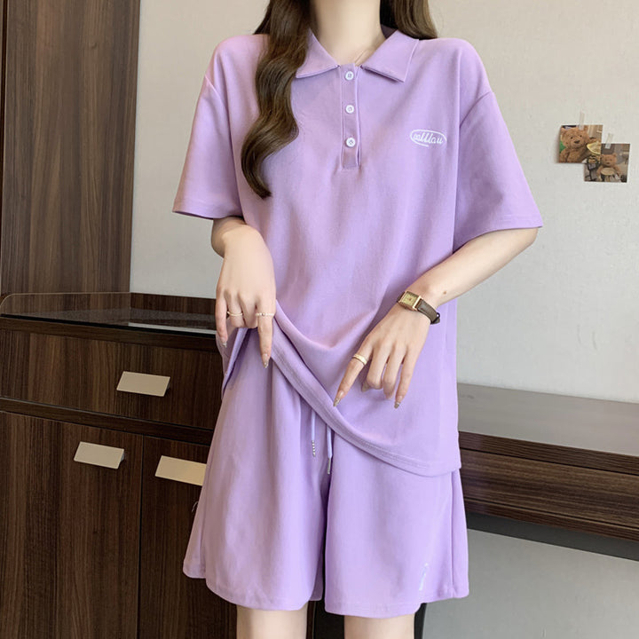Femme Polo Shirt og Shorts Sæt Stilla