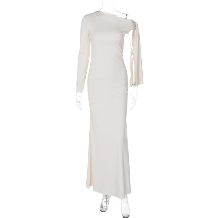 Dame Elegant Maxikjole med asymmetrisk skæring og lange ærmer Stilla