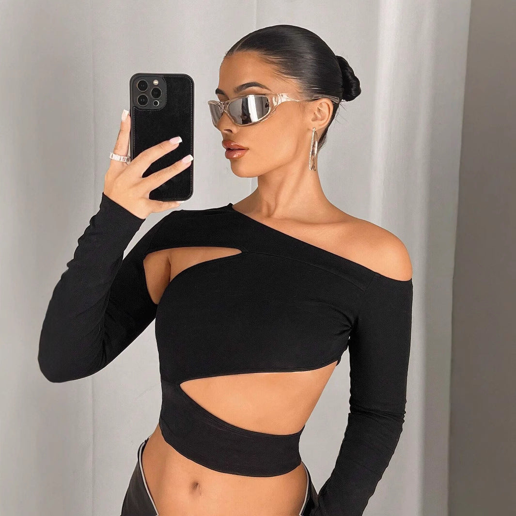 Kvindernes Asymmetrisk Crop Top med Udsnitsdetaljer Stilla