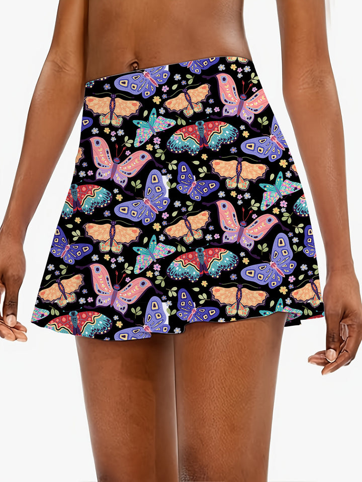 Femme Sommerfugleprint Skaternederdel Stilla
