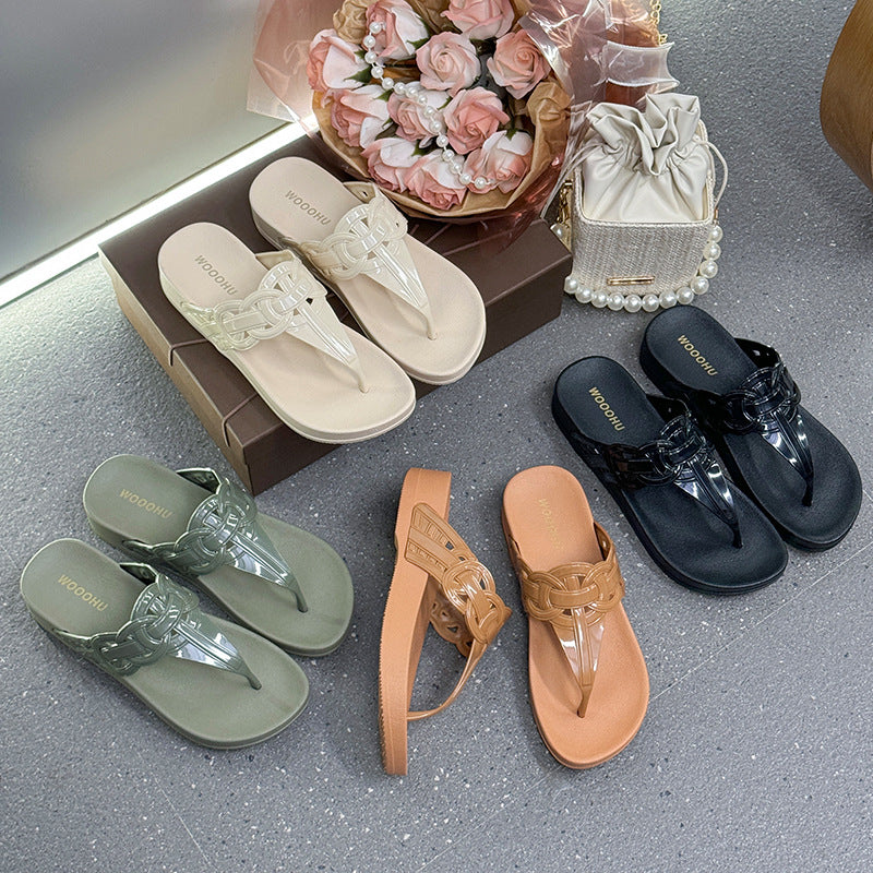 Dame Fashion Flip-Flops med snoet kæde dekoration Stilla