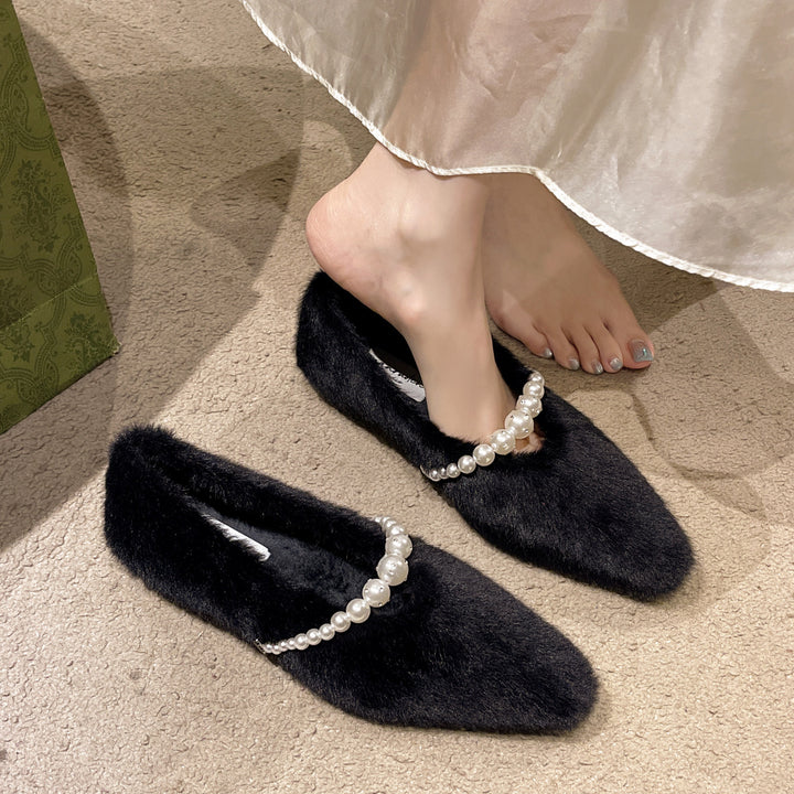 Damer elegante spidse ballerinaer med perleaccenter Stilla