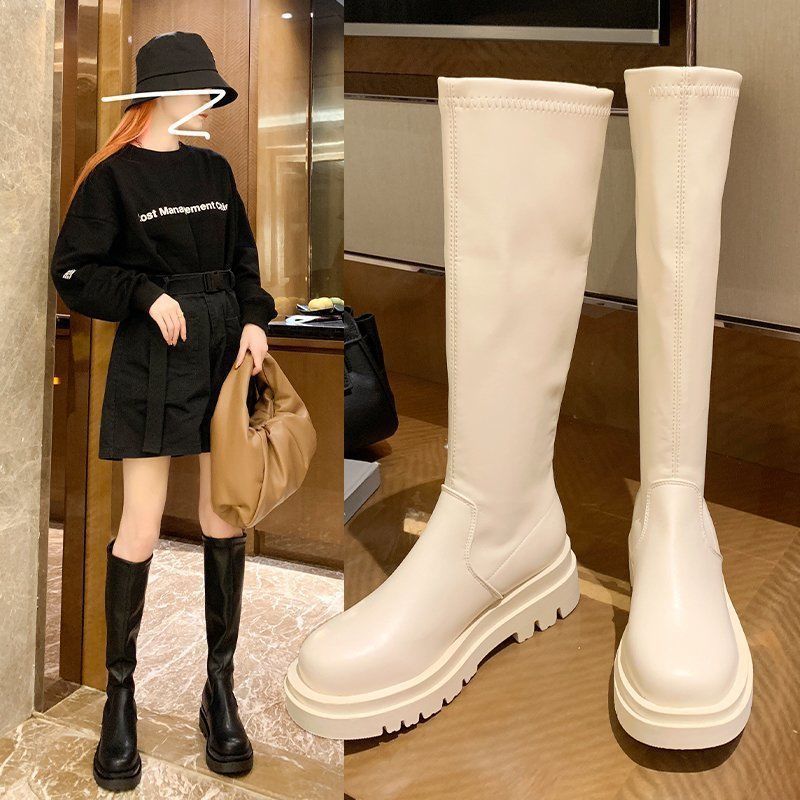 Dame Overkneestøvler med robust blokhæl og moderne snit Stilla