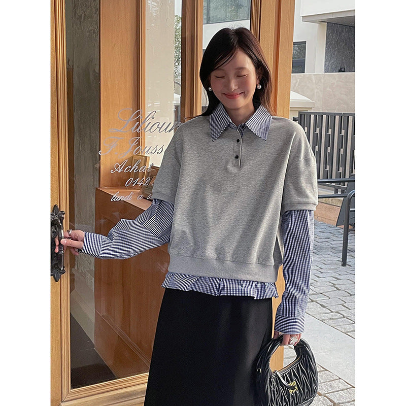 Dame Lagdelt Sweatshirt med elegant krave og legende ruffle-design Stilla