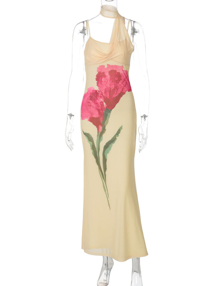 Dame Elegant Maxikjole med floral design og off-shoulder snit Stilla