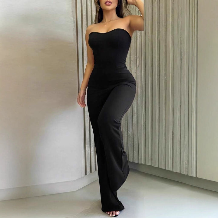Damer Figursmigrerende Jumpsuit med elegant bandeau-udskæring og bredt ben Skovae
