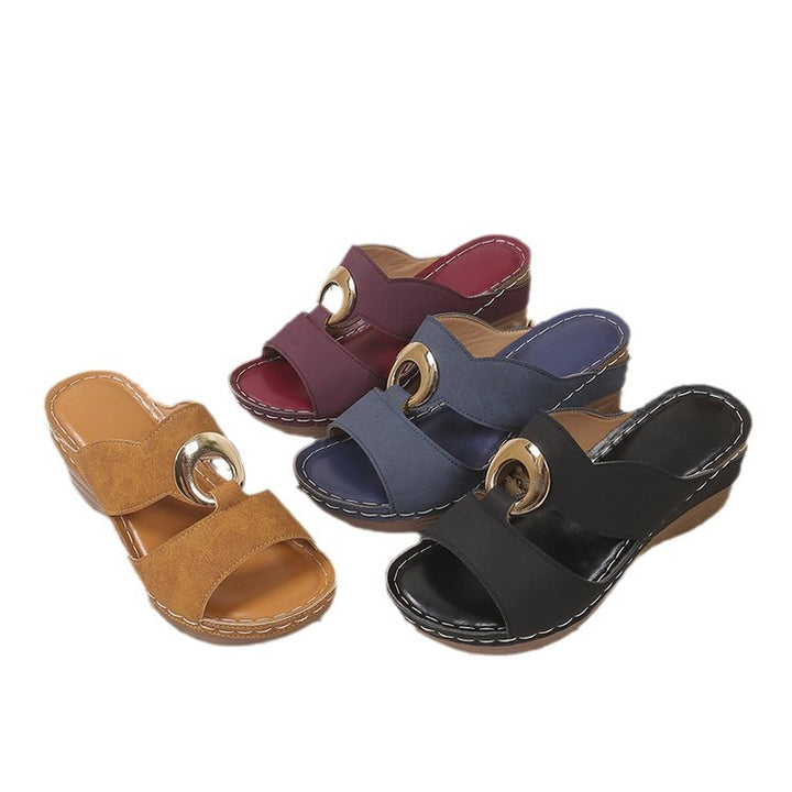 Dame modige Wedge-Pantoletten med elegant rem-design Stilla