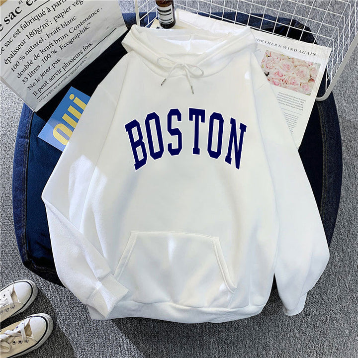 Dame hoodie med klassisk Boston print Skovae