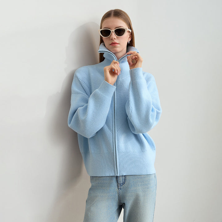 Dame mode oversized hoodie med lynlås Stilla