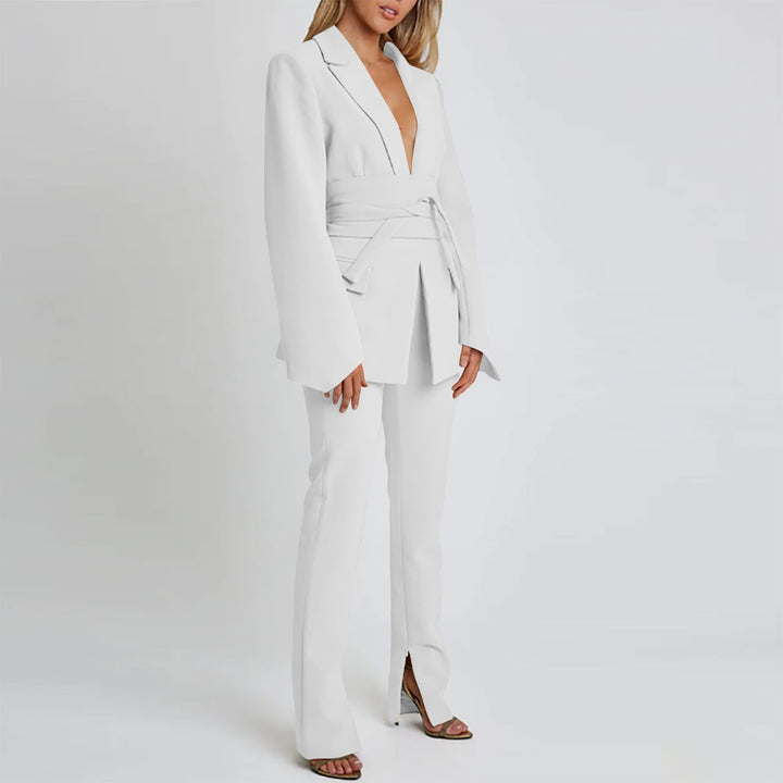 Stilla | Blazer Longline Skræddersyet Fit Selvbinder Talje Revers Lommer