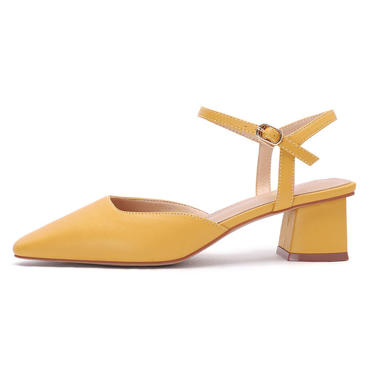 Dame Elegant Spids-Tå Slingback Hæl med Blokhæl Stilla
