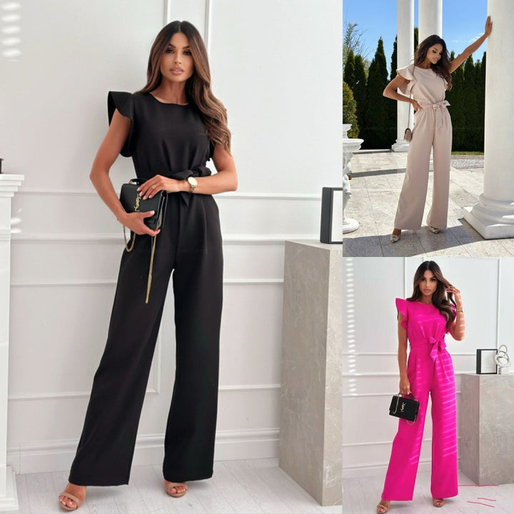 Dame Taljeret Højskåret Jumpsuit med Volangkanter Stilla